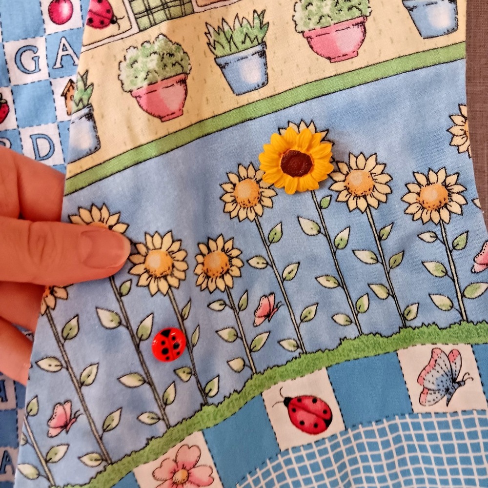 Womens Vintage 90s Easter‎ Spring Garden Theme Vest Size M Sunflower Ladybug - Picture 4 of 10